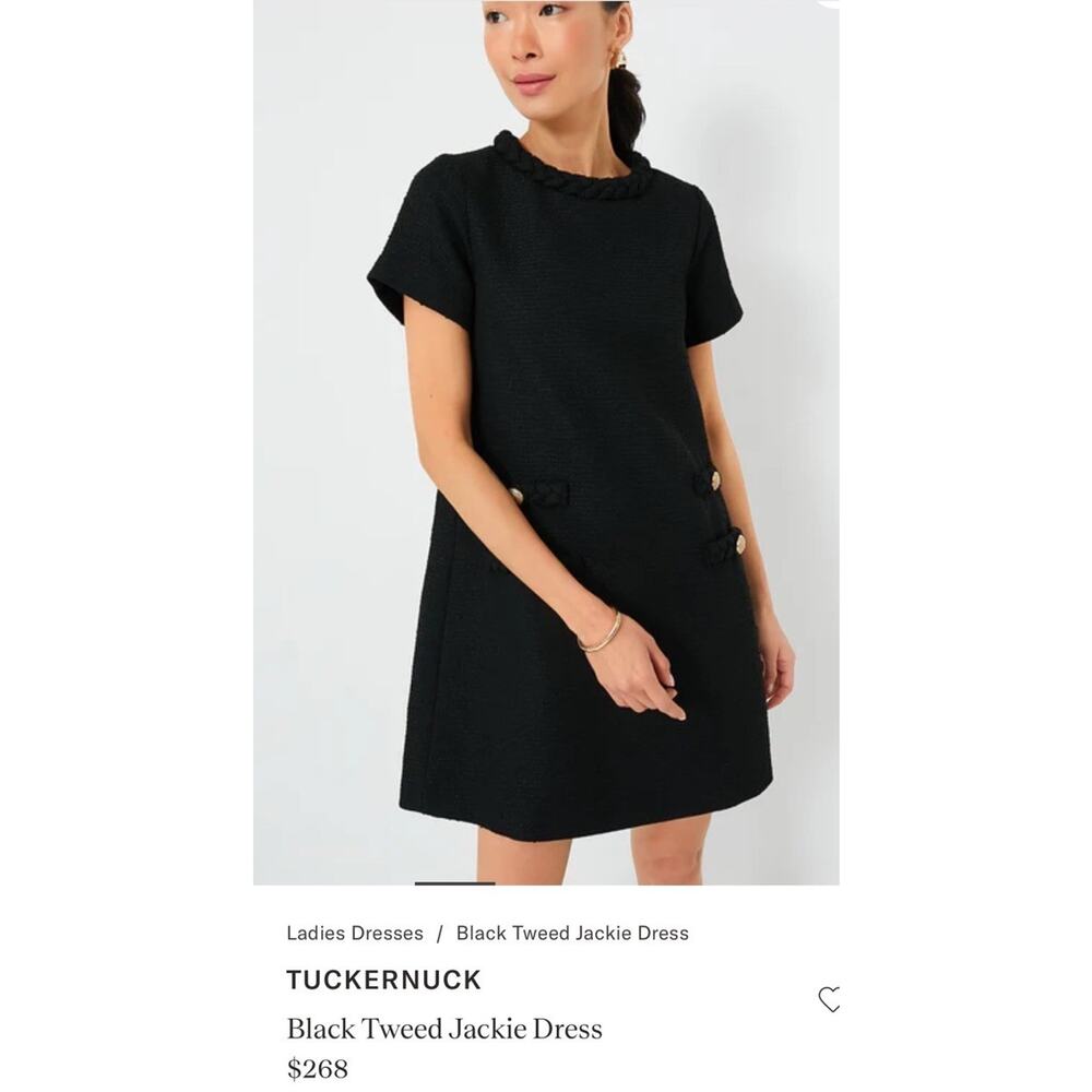 NWT MRSP $268 Tuckernuck Black Tweed Jackie Shift Dress Size 3XL Preppy Classic